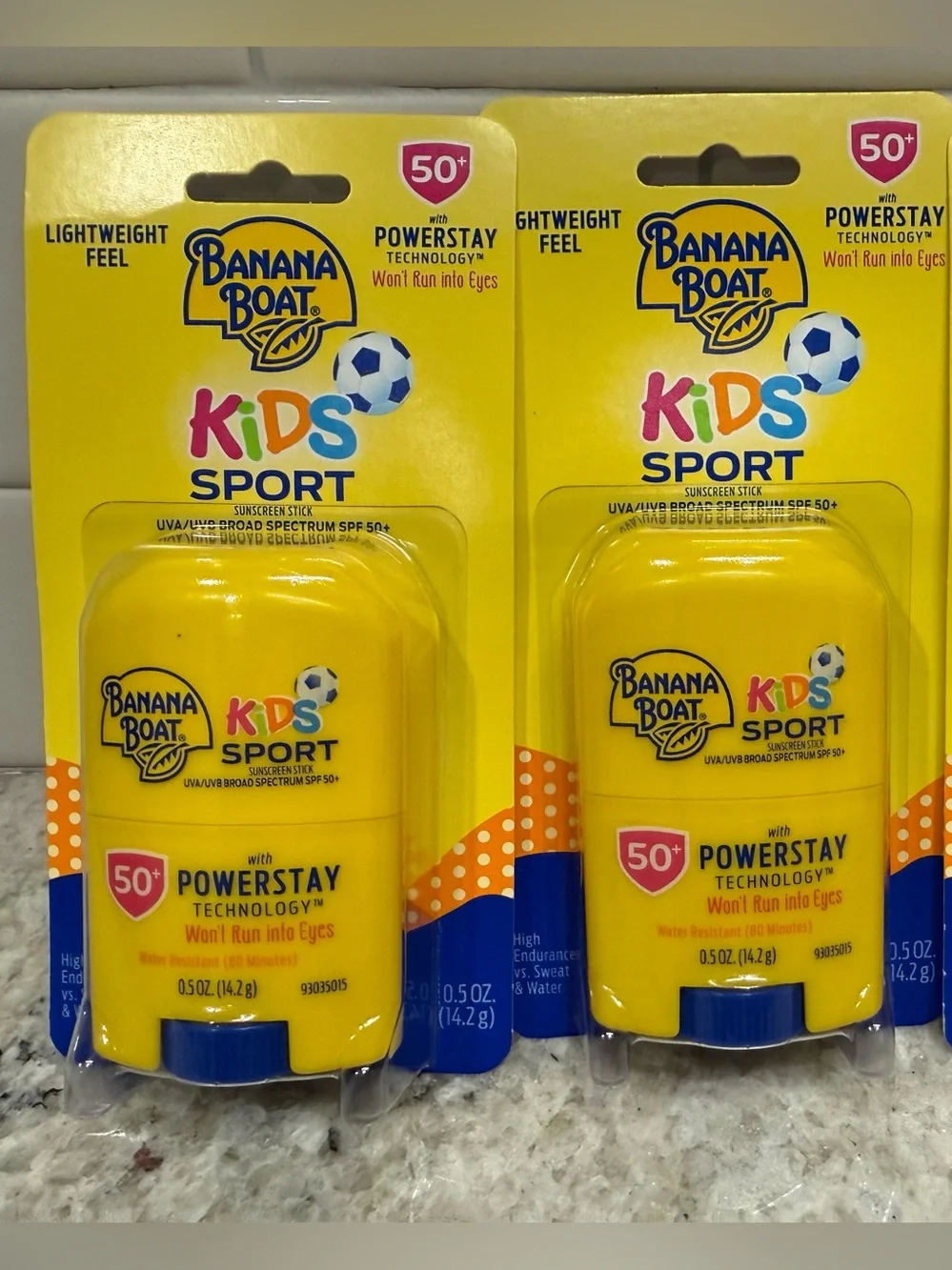Banana Boat Kids Sport Sunscreen Powerstay Stick 0.5 oz SPF 50 Twin Pack NWT